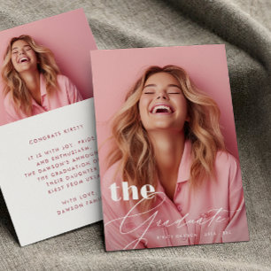 Faire-part AMUSER LE GRADUATE Script Two Photo GRADUATION