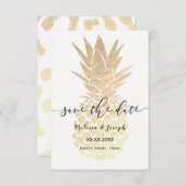 Faire-part Ananas en feuille d'or Faux | enregistrer la date (Devant / Derrière)