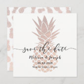Faire-part ananas rose en or | enregistrer la date (Devant / Derrière)