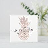 Faire-part ananas rose en or | enregistrer la date (Debout devant)