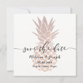 Faire-part ananas rose en or | enregistrer la date (Devant)
