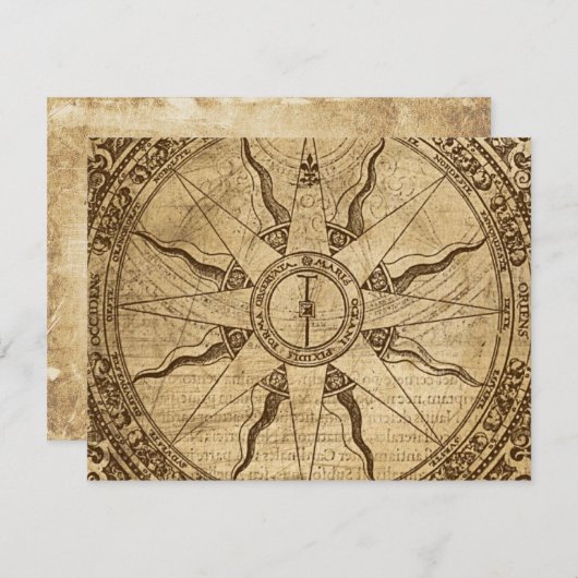 Faire-part Ancien Rose Compass (Devant / Derrière)
