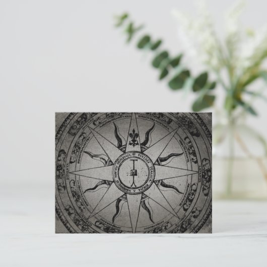 Faire-part Ancien Rose Compass (Debout devant)
