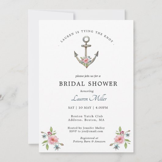 Faire-part Ancre d'aquarelle (Devant)