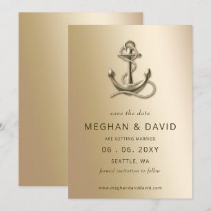 Faire-part Ancre Vintage rustique Nautique Enregistrer la dat