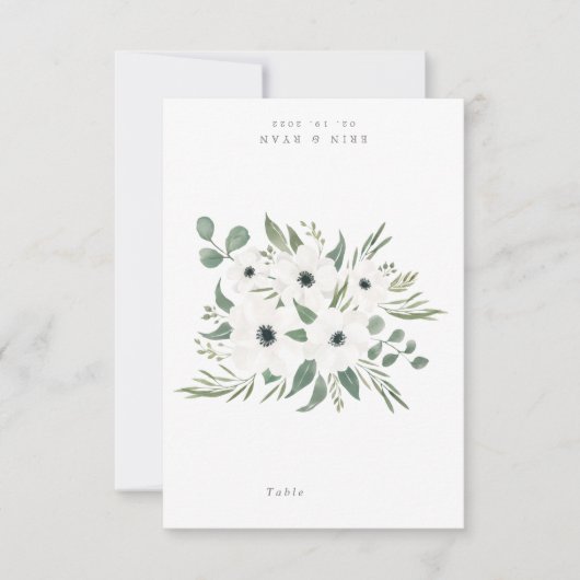 Faire-part Anemones Sage Eucalyptus Mariage Table Place Card (Devant)