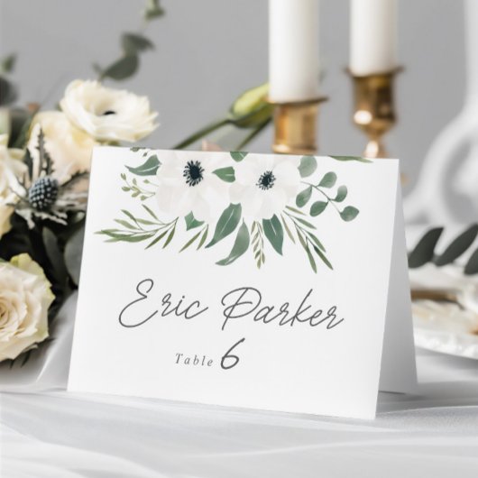 Faire-part Anemones Sage Eucalyptus Mariage Table Place Card