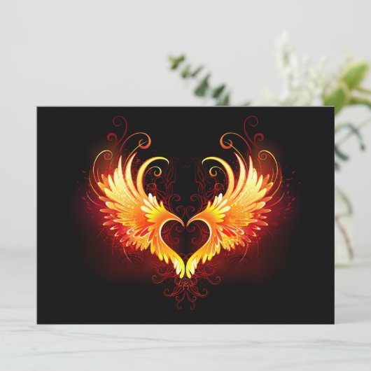 Faire-part Angel Fire Heart with Wings (Debout devant)