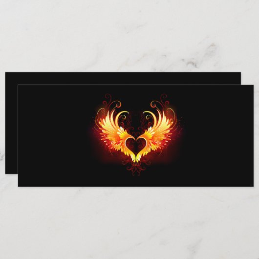 Faire-part Angel Fire Heart with Wings (Devant / Derrière)