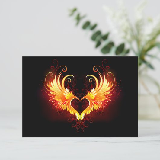 Faire-part Angel Fire Heart with Wings (Debout devant)