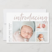 Faire-part Angle moderne | Trois photos Collage de naissance (Devant)