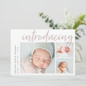 Faire-part Angle moderne | Trois photos Collage de naissance (Debout devant)