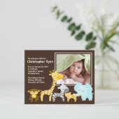 Faire-part animal de photo de naissance de bébé de (Debout devant)