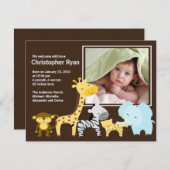 Faire-part animal de photo de naissance de bébé de (Devant / Derrière)