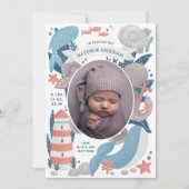 Faire-part Animal sous-marin nautique et phare. Naissance du (Devant)