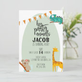 FAIRE-PART ANIMAUX DE FÊTE, ANNIVERSAIRE DE ENFANT, FÊTE ANIM (Debout devant)