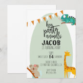 FAIRE-PART ANIMAUX DE FÊTE, ANNIVERSAIRE DE ENFANT, FÊTE ANIM (Devant / Derrière)