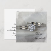 Faire-part Anneaux de mariage sur gris Tout juste mariés (Devant / Derrière)