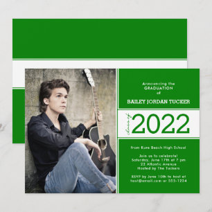 Faire-part Année de classe audacieuse Deep Green Photo Gradua