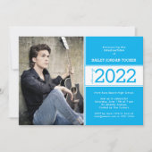 Faire-part Année de classe audacieuse Sky Blue Photo Graduati (Devant)