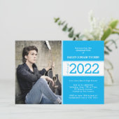 Faire-part Année de classe audacieuse Sky Blue Photo Graduati (Debout devant)