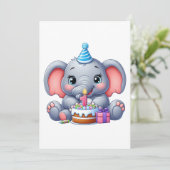 Faire-part Anniversaire 1 an Éléphant Bébé (Debout devant)