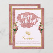 Faire-part anniversaire Changement de nom personnel Rose or C (Devant / Derrière)