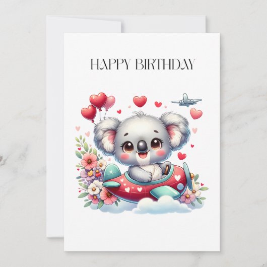 Faire-part Anniversaire de Koala Pilote (Devant)