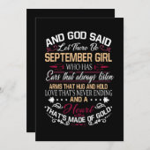 Faire-part Anniversaire | Et Dieu A Dit Qu'Il Y A Septembre G (Devant / Derrière)