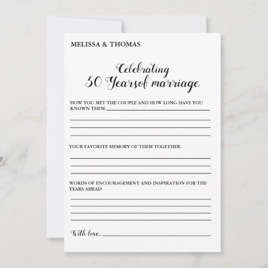 Faire-part Anniversaire moderne 50e mariage jeu de mariage Ca (Devant)
