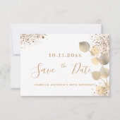 Faire-part Anniversaire or eucalyptus parties scintillant enr (Devant)