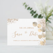 Faire-part Anniversaire or eucalyptus parties scintillant enr (Debout devant)