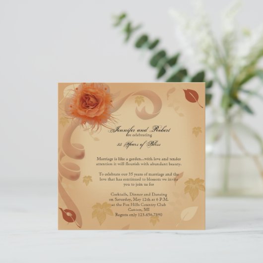 Faire-part Anniversaire Rose Orange en Automne (Debout devant)