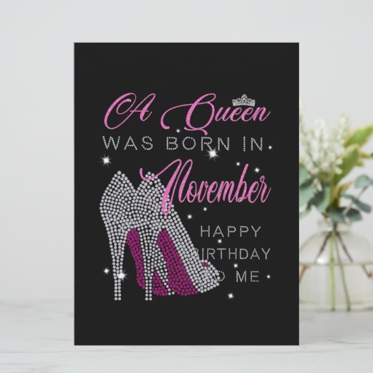 Faire-part Anniversaire | Une Reine Est Née En Novembre (Debout devant)
