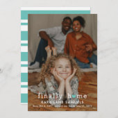 Faire-part Annonce d'adoption de Cœur Turquoise Enfin à la Ma (Devant / Derrière)