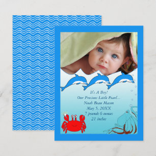 Faire-part Annonce de bébé fille sous la mer