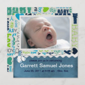 Faire-part Annonce de bébé garçon (Devant / Derrière)