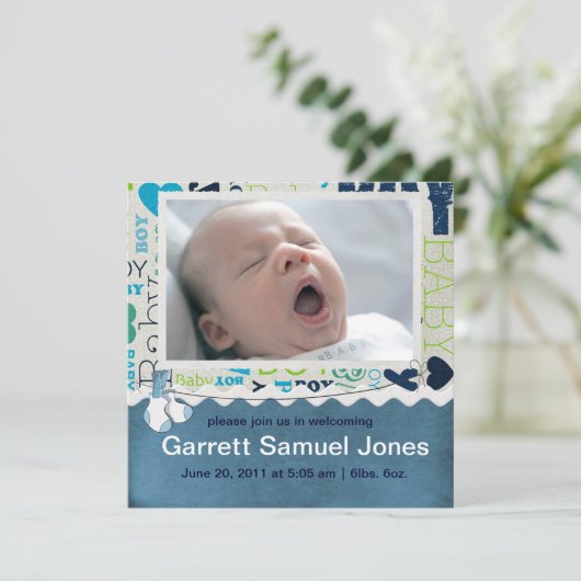 Faire-part Annonce de bébé garçon (Debout devant)