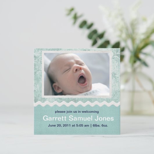 Faire-part Annonce de bébé garçon (Debout devant)