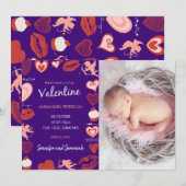 Faire-part Annonce de bébé pour la Saint-Valentin, Cupidons v (Devant / Derrière)