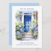 Faire-part Annonce de déménagement de porte bleue (Devant / Derrière)