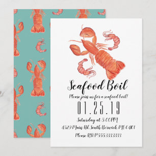 Faire-part Annonce de dîner de crevettes à l'eau bouillante a