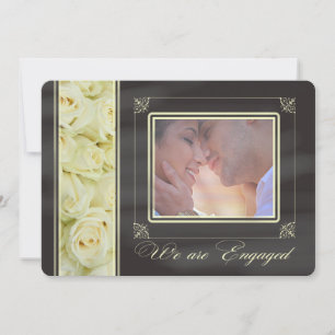 Faire-part annonce de fiançailles avec photo de roses blanche