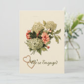 Faire-part Annonce de Fiançailles Bouquet de Fleurs Vintage (Debout devant)