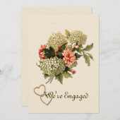 Faire-part Annonce de Fiançailles Bouquet de Fleurs Vintage (Devant / Derrière)