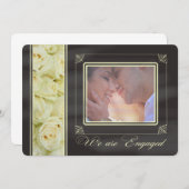 Faire-part annonce de fiançailles photo de roses blanches (Devant / Derrière)