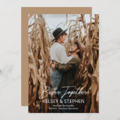 Faire-part Annonce de fiançailles photo ensemble moderne rust (Devant / Derrière)