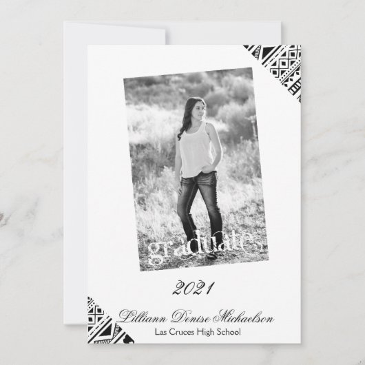 Faire-part Annonce de fin d'études 5x7 Bohème Motif tribal de (Devant)