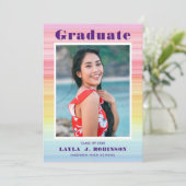 Faire-part Annonce de fin d'études photo arc-en-ciel aquarell (Debout devant)