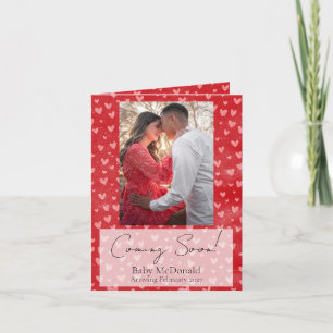 Faire-part Annonce de grossesse avec photo de coeurs rouges